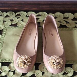 Talbots Tan Floral Embellished Flats